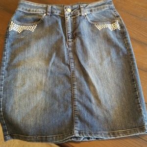 EUC Denim Skirt with Jewels